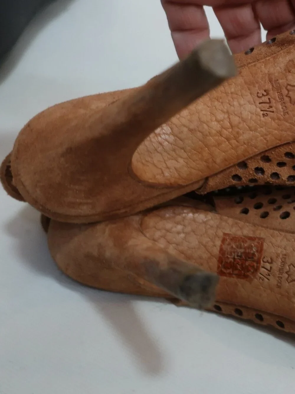 Womens Pedro Garcia Brown Sofia Perforated Suede Peep Toe Booties 37.5 US/7.5